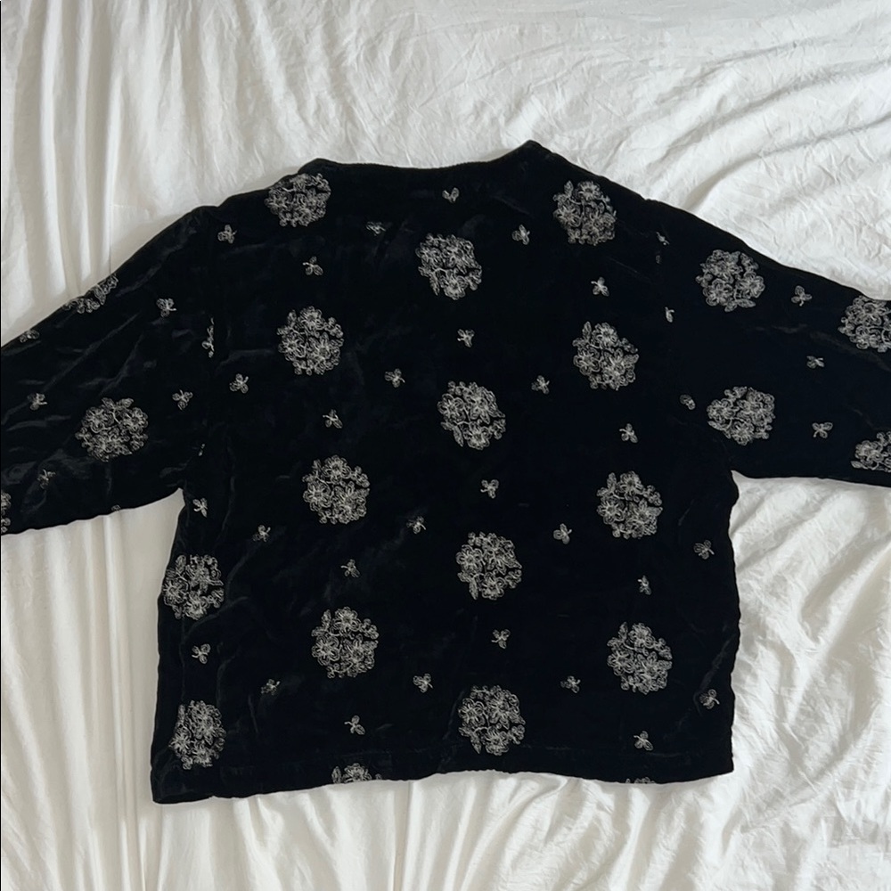Vintage David Dart Black Velour Floral Short Cardigan - Picture 4 of 4